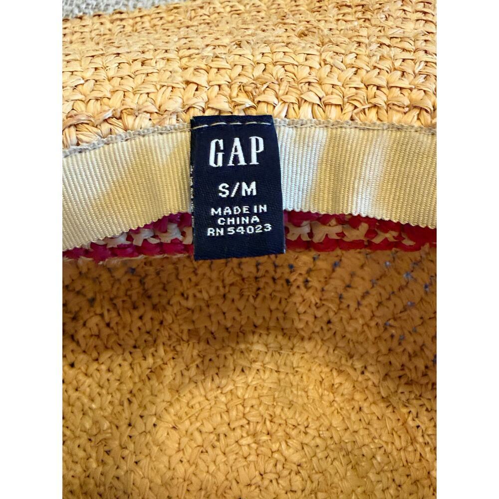 Gap Straw Sun Hat Pink Stripes 100% Raffia Women’s Small Medium - Picture 4 of 7